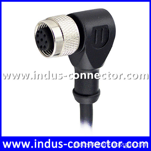 Customized wire color greay m12 8 contacts femlae right angle pvc cable